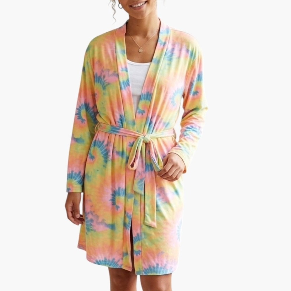 Bobbie Brooks Y2K Tie Dye Belted Lightweight Robe Women's Size L